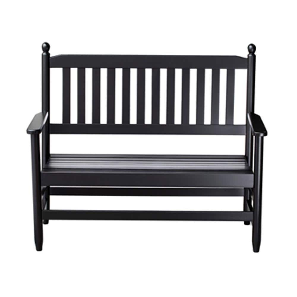 2 Person Black Wood Outdoor Patio Bench 204bbf Rta The Home Depot