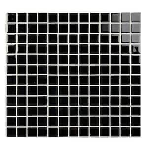 Modern Design Glossy Black Square Mosaic 12 in. x 12 in. Glass Wall Floor & Pool Tile (16 Sq. Ft./Case)