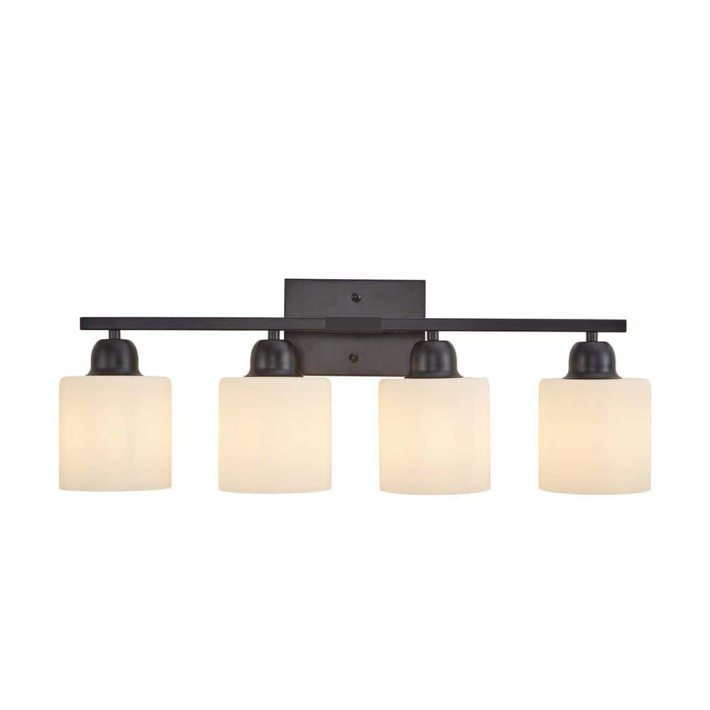 25 in. 4 Light Black Bathroom Vanity Light with Milky White Frosted Glass Shades Modern Wall Sconce E26, No Bulbs price history on PriceWatchPro