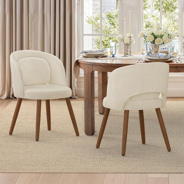 OrangeOne Modern Linen Fabric Upholstered Solid Wood Legs Dining