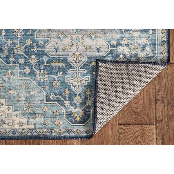 Linon Indoor Outdoor Washable Beck Polyester Accent 3'x5' Rug in Ivory and  Blue, 1 - Ralphs