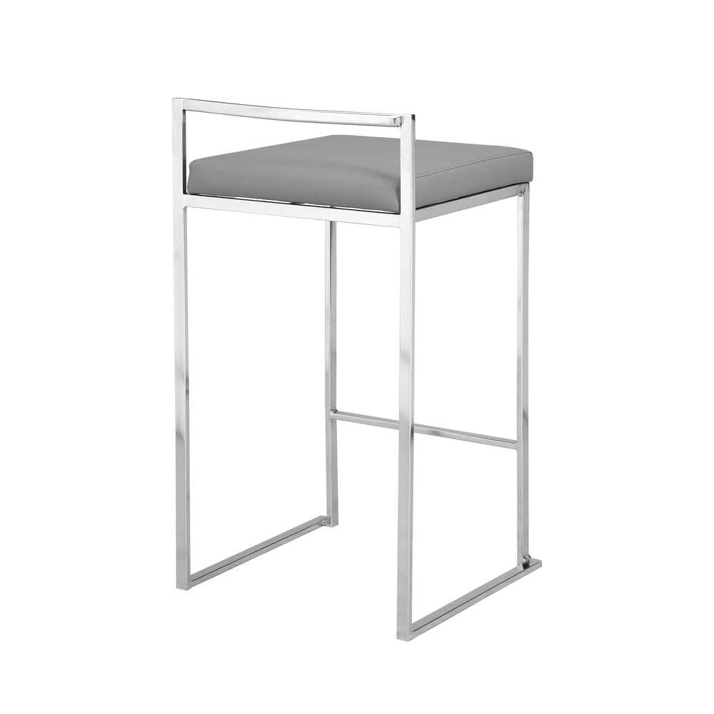 Lucien 25.25" Gray Metal Backless Counter Stool