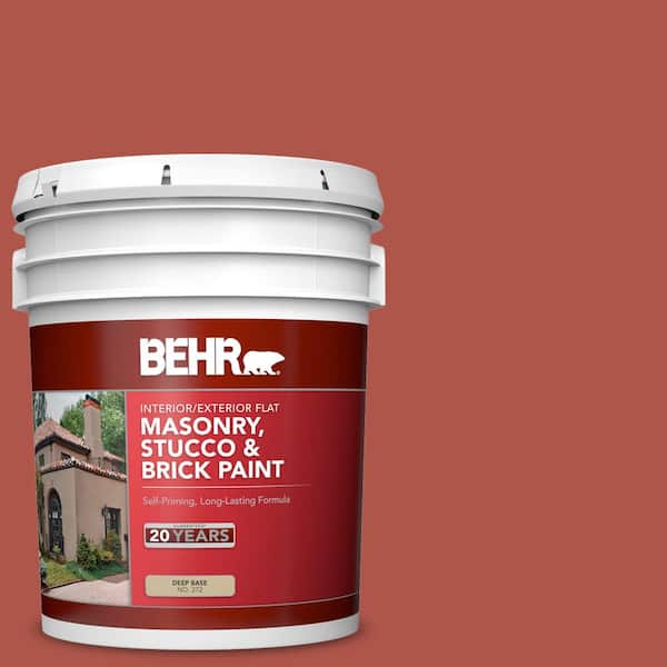 BEHR 5 gal. #PPU2-14 Tibetan Orange Flat Interior/Exterior Masonry, Stucco and Brick Paint