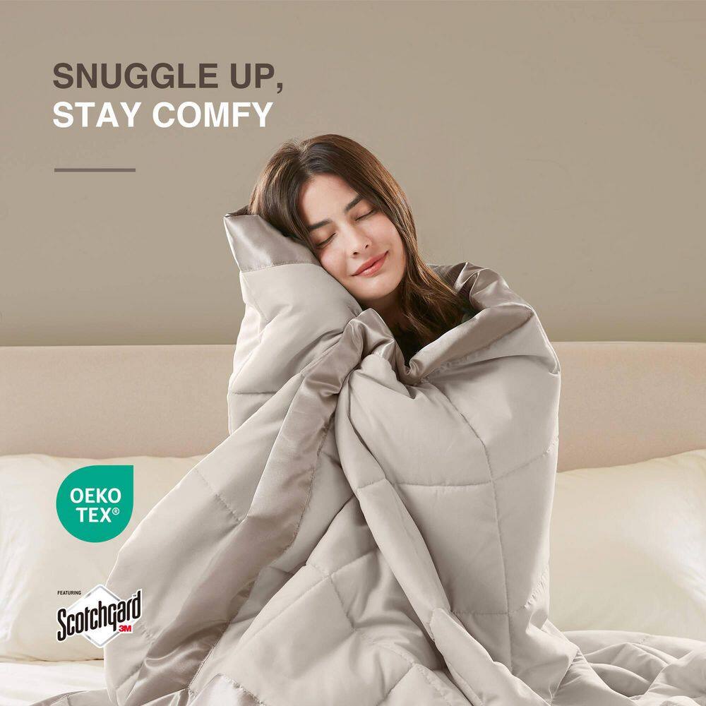 King Size Gray Down Alternative Blanket with Satin Trim