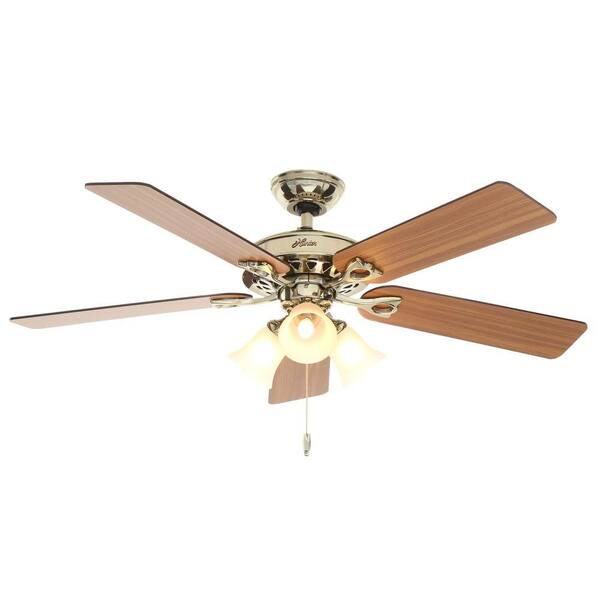 Hunter Sontera 52 in. Indoor Hill Bright Brass Ceiling Fan with Remote