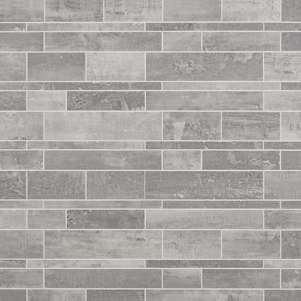 Ivy Hill Tile Luxe Core Railroad Light Gray 11.81 in. x 11.81 in. SPC Peel and Stick Tile (0.96 Sq. Ft. / Sheet)