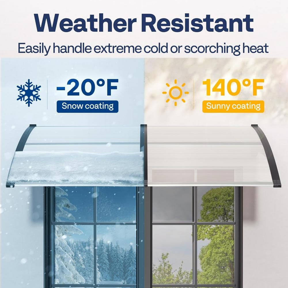 Clear and Black Aluminum Fixed Door/Window Awning