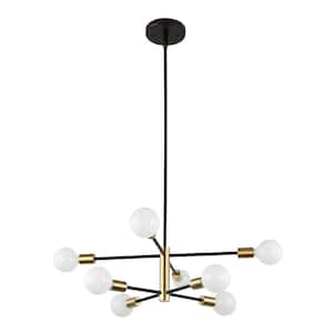 8-Light Gold Height Adjustable Modern Sputnik Chandeliers for Dining Room, Living Room, Bedroom