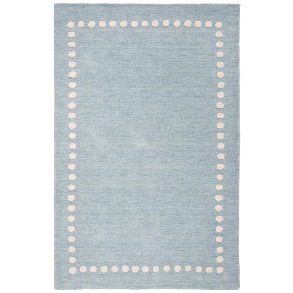 Hand-tufted Blue/Ivory Square Wool Kids Area Rug 6' x 9'