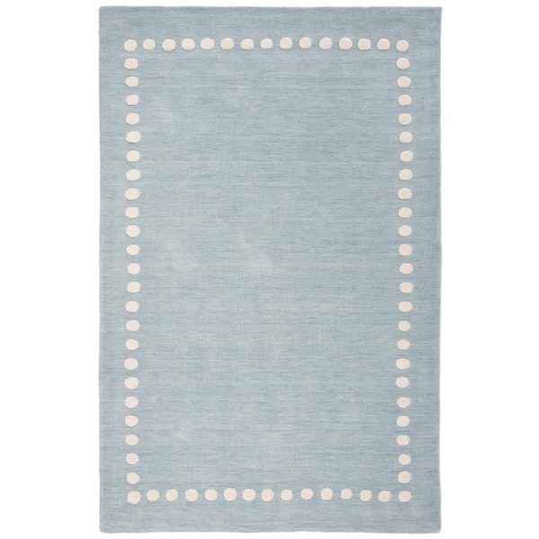 Kids 9 ft. x 12 ft. Blue/Ivory Polka Dot Area Rug