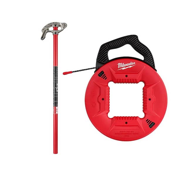 Milwaukee 1/2 in. Aluminum Conduit Bender and Handle with 100 ft. Polyester Fish Tape with Non-Conductive Tip