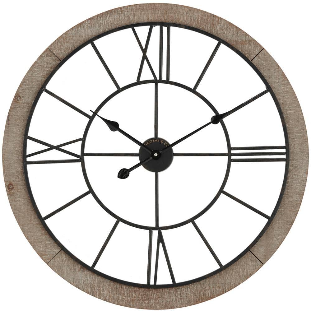 FirsTime & Co. 27 in. Brown Timeworn Farmhouse Cottage Clock 31208