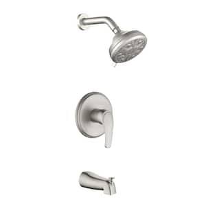 Single Handle 10-Spray Shower Faucet 1.8 GPM with Waterfall Tub Spout in. Brushed Nickel
