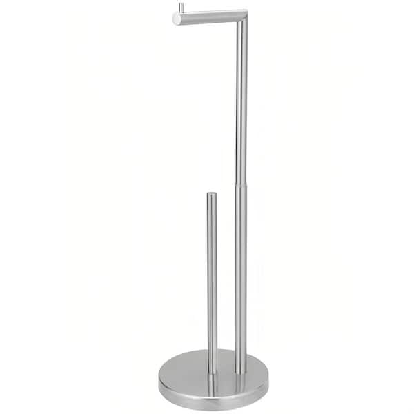 Freestanding Toilet Paper Stand with Spare Roll Storage in Brushed Nickel