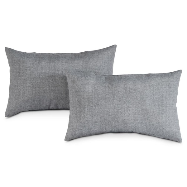 Greendale Home Fashions Heather Gray Lumbar Outdoor Throw Pillow (2-Pack)