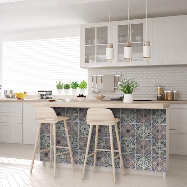 Blue, Brown, Orange H204 8 in. x 8 in. Vinyl Peel and Stick Tile (24 Tiles, 10.67 sq. ft./Pack)