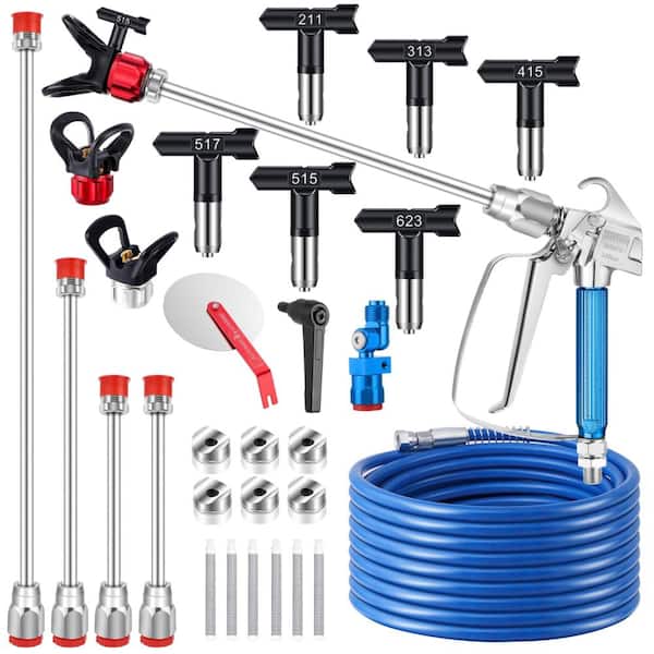 Airless Paint Sprayer Gun Kit 3600 PSI with 50 ft Hose 6 Tips Guide Tool 4 Extension Wands 6 Filters 22 Piece