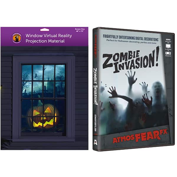 HoliScapes 48 in. x 72 in. White Screen with Zombie Invasion DVD