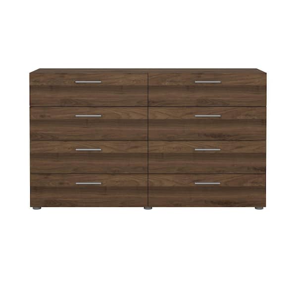Tvilum Austin 8-Drawer Walnut Double Dresser 32.17 in. H x 55.12