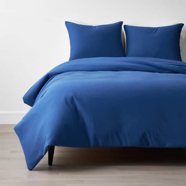 The Company Store Company Cotton 2-Piece Smoke Blue Jersey Knit Twin Duvet Cover Set