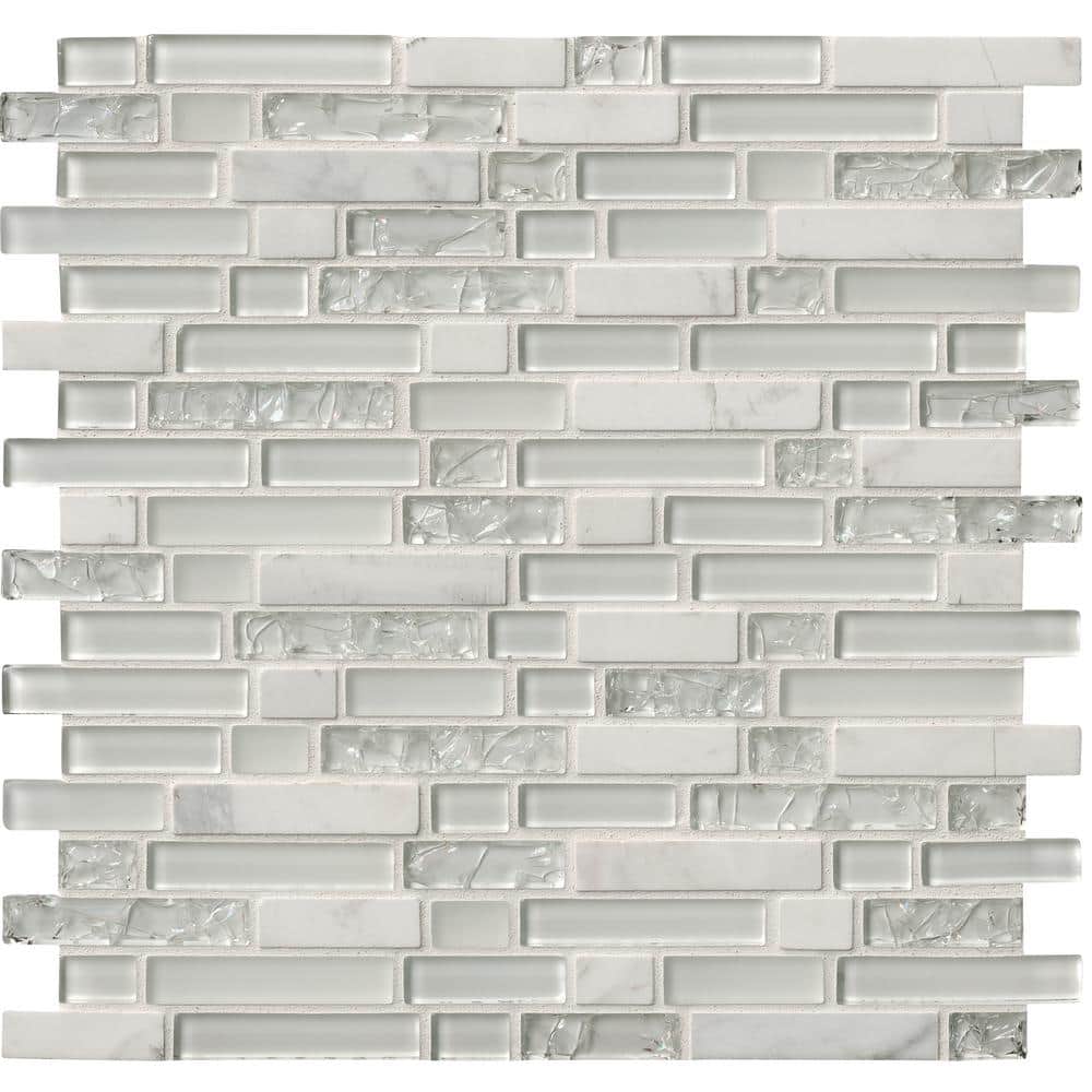 Take Home Tile Sample - Delano Blanco 4 in. x 4 in. Glass Stone Mesh-Mounted Mosaic Tile price history on PriceWatchPro
