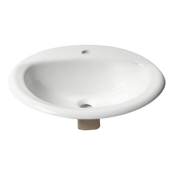 20.88 in. Drop-In Bathroom Sink in White