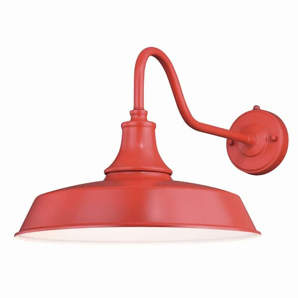 VAXCEL Dorado 1-Light Dusk to Dawn Red and White Farmhouse Barn Dome Outdoor Wall Lantern