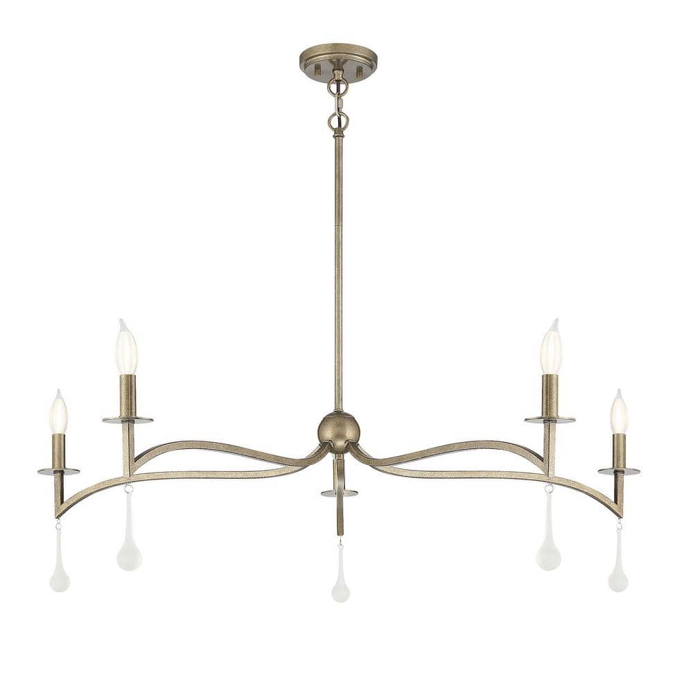 Laramie 5-Light Chelsea Gold Chandelier with Crystal Drops