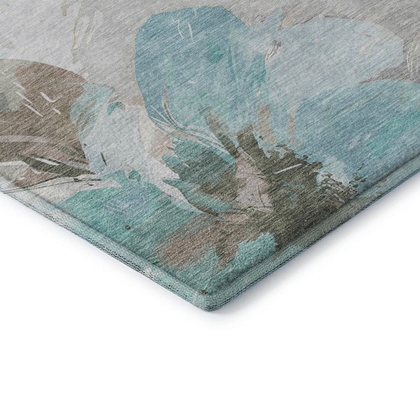 Mayfield Premium Machine Washable Abstract AMF1554 Teal 3 ft. x 5 ft. Area Rug