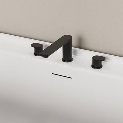 2 Handle 1-Spray Tub Deck Mount Faucet 2.75 GPM Roman Tub Faucet Rust Resistant in Matte Black Valve Included