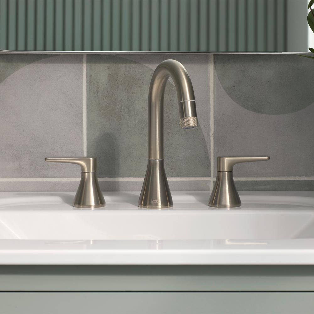 Brushed Nickel High-Arc Widespread Bathroom Faucet with Dual Spray