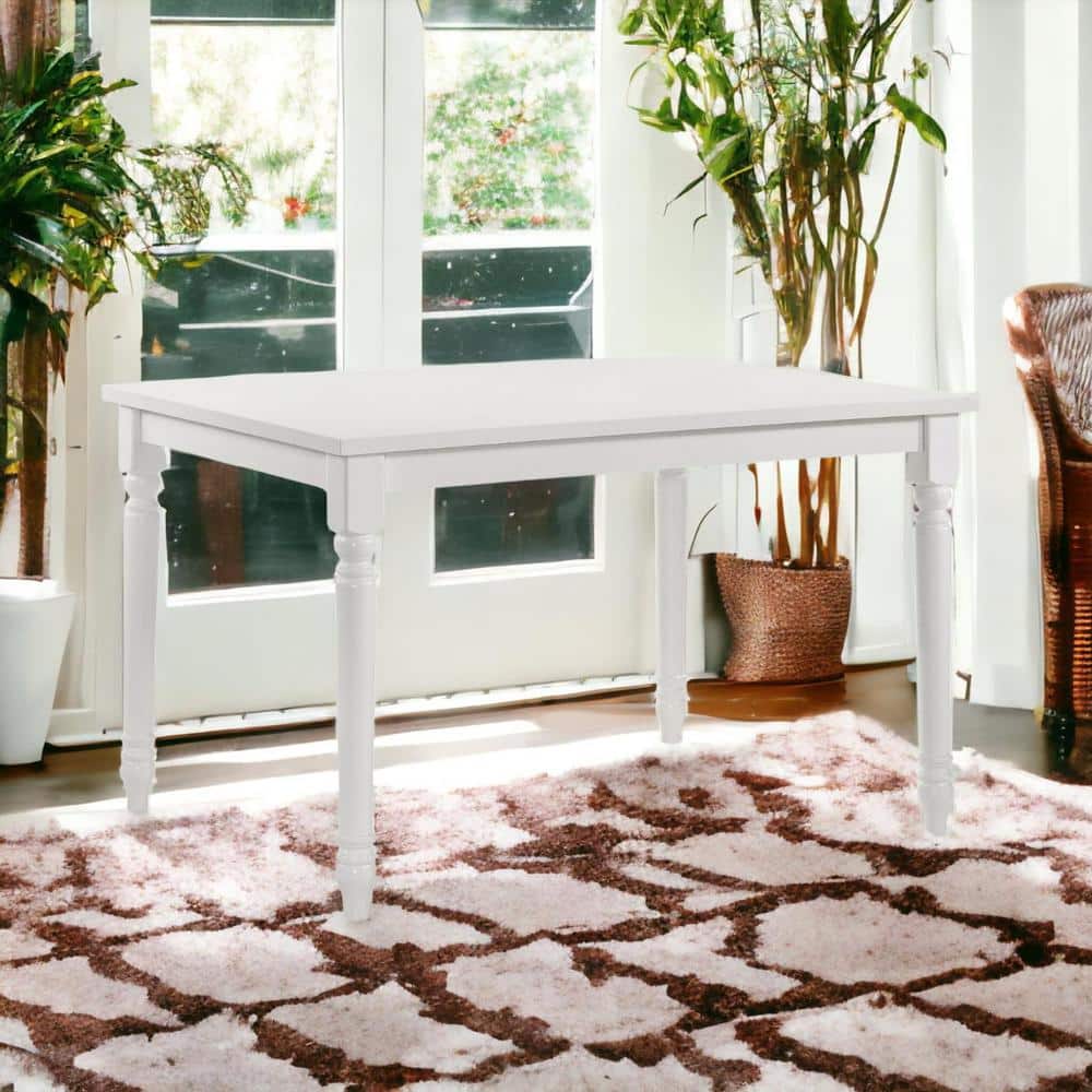HomeRoots White Wood 47.5 in. 4 Legs Dining Table Seats 4 2000517758 - The Home Depot