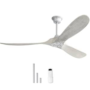 60 in. Indoor/Outdoor Modern Silver Wood Ceiling Fan without Light and 6 Speed Remote Control