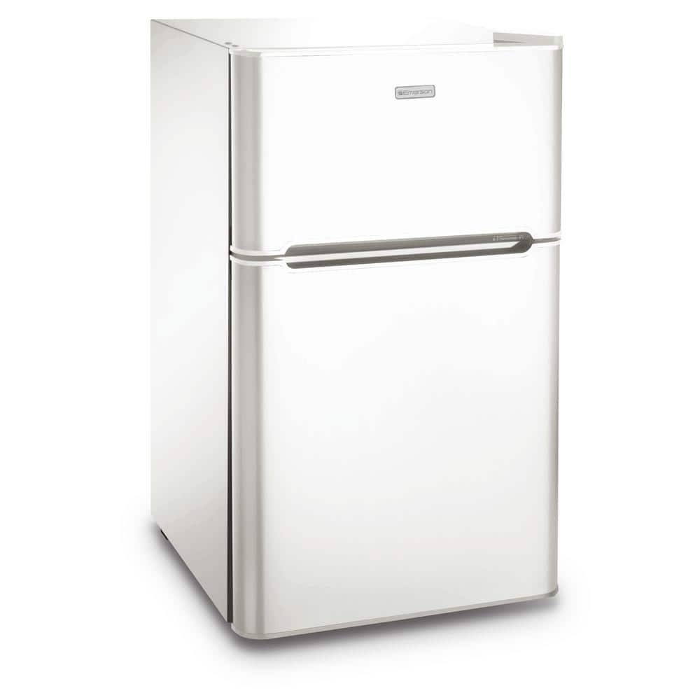 Compact White Dual Door Energy Star Refrigerator with Glass Shelves