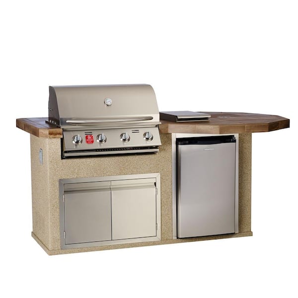 Bullet 4-Burner Decagon Seating Natural Gas Grill Island in Stainless Steel