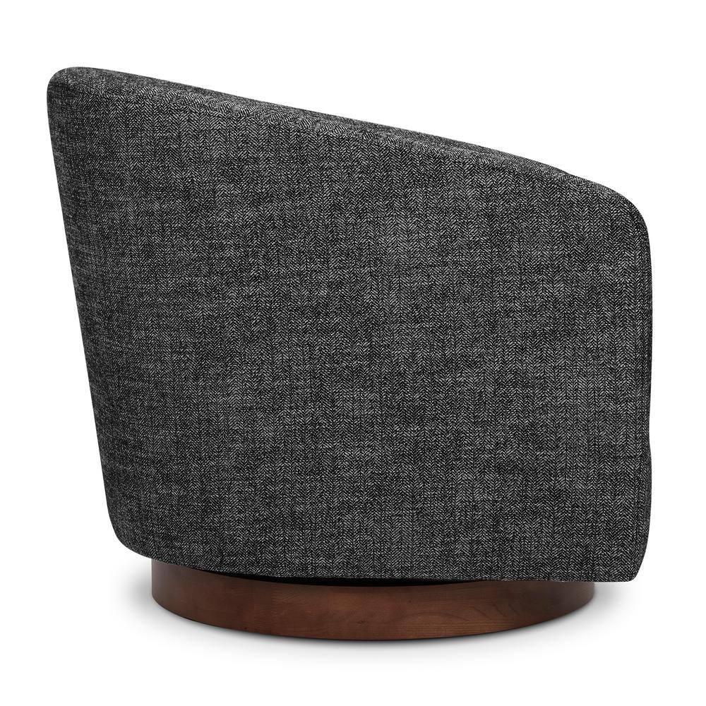 Dark Gray Velvet Swivel Barrel Accent Chair with Wood Base