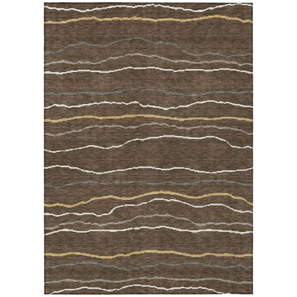 Chantille Machine Washable Indoor/Outdoor Abstract ACN2974 Chocolate 5 ft. x 7 ft. 6 in. Area Rug