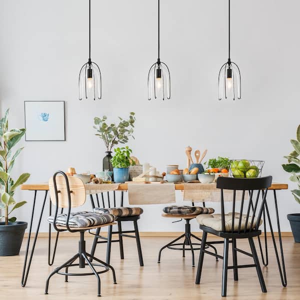 Uolfin Black Pendant Light, 1-Light Black Contemporary Shaded Kitchen Mini Pendant  Hanging Light with Clear Seeded Glass C7UVY6HD23821NZ The Home Depot