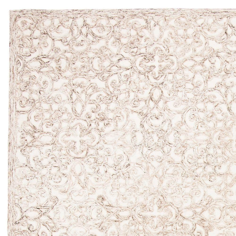 Brown and Ivory Hand-Tufted Wool Area Rug, 8' x 10'