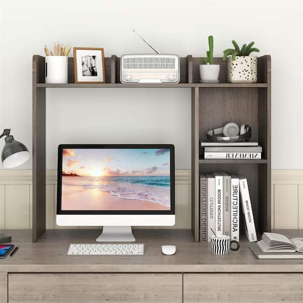 Costway Desk Bookshelf Desktop Storage Shelf for Monitors up to 29