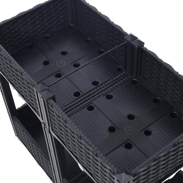 Unbranded - Black 32 in. x 16 in. x 28 in. Plastic Planter Raised Beds Elevated Garden Box with Drainage Plug for Vegetable, Herb