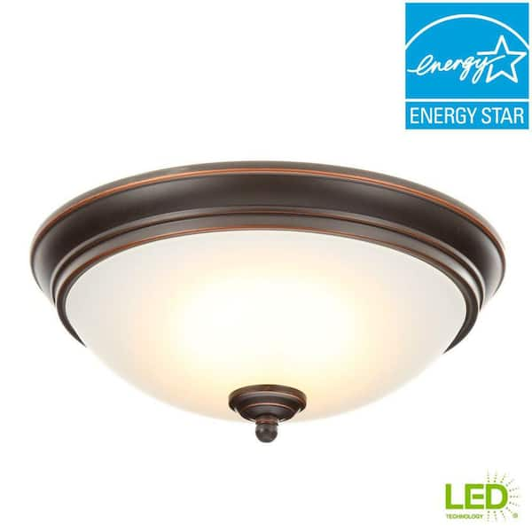 UBERHAUS Star Mount Enterprise Traditional Flush-Mount Bowl Light -  Dimmable - Integrated LED - Oil-Rubbed Bronze Finish LED1001A-34