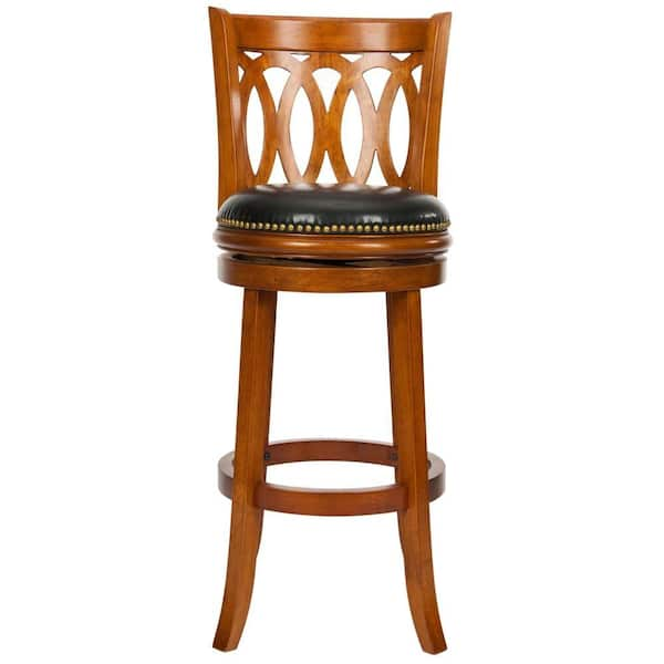 SAFAVIEH Baldwin 29 in. Dark Oak Swivel Cushioned Bar Stool