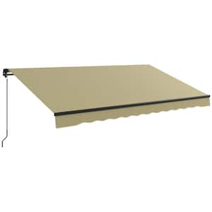 Retractable Awning 9.8 ft. x 11.8 ft. Beige Patio Awning Sunshade Shelter with Manual Crank Handle