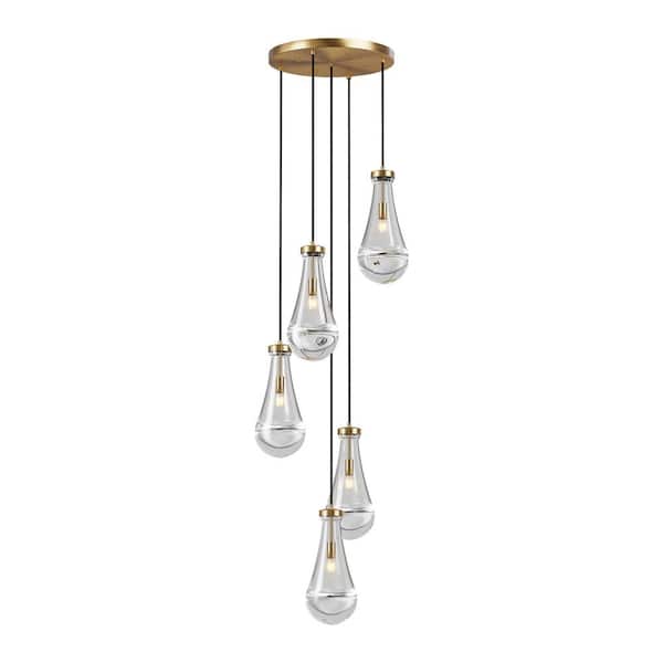 GMGSROM 5-Light Modern Gold Chandelier, Pendant Light Kitchen Island ...