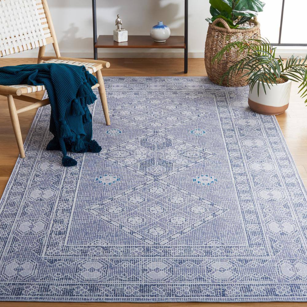 Tucson Ivory and Grey Synthetic Washable Area Rug 3' x 5'