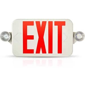 60-Watt Equivalent White Integrated LED Decorative Red Exit Sign and Emergency Light Combo