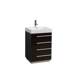 Bailey 24 in. W Bath Vanity in Wenge with Polymarble Vanity Top in White Polymarble with Square Basin
