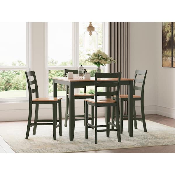 Signature Design by Ashley Gesthaven - Juego de 2 sillas de comedor con marco de madera maciza, color azul y natural