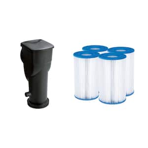 SkimmerPlus Pool Equipment Bundle Pump Replacement with 4-Pack Spa Filter Cartridge